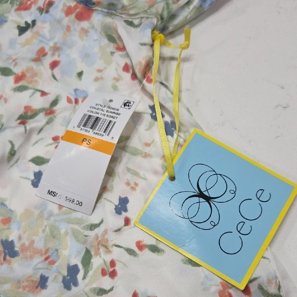 CeCe Multicolor Floral Blouse Sz Small New With Tags - Picture 2 of 8